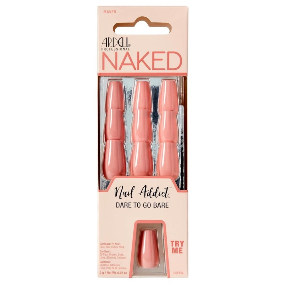 Ardell Nail Addict Naked Maven Press-On Nails Coffin‎ Shape New
